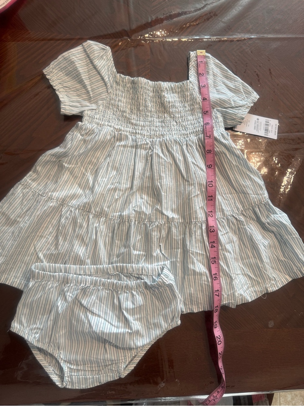 Carter's Blue & White Striped Smocked Dress with Bloomers